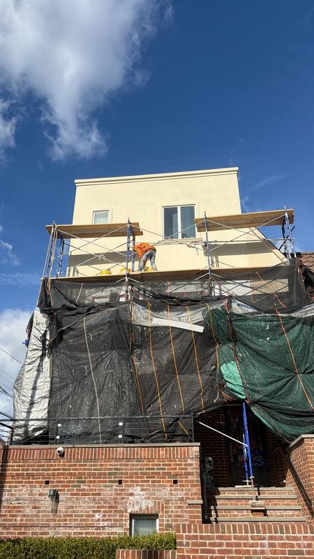 Stucco progress new addition floor