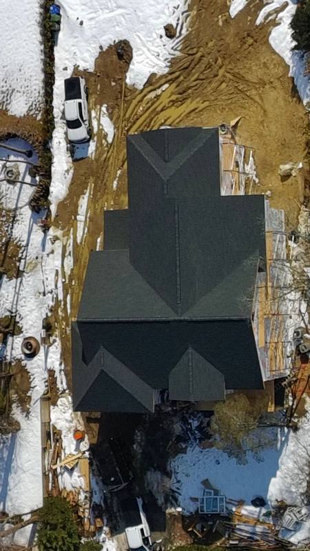 New construction shingle roof top-down view NJ