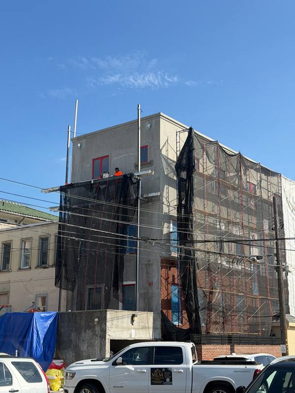 Base coat applied over EPS foam stucco system