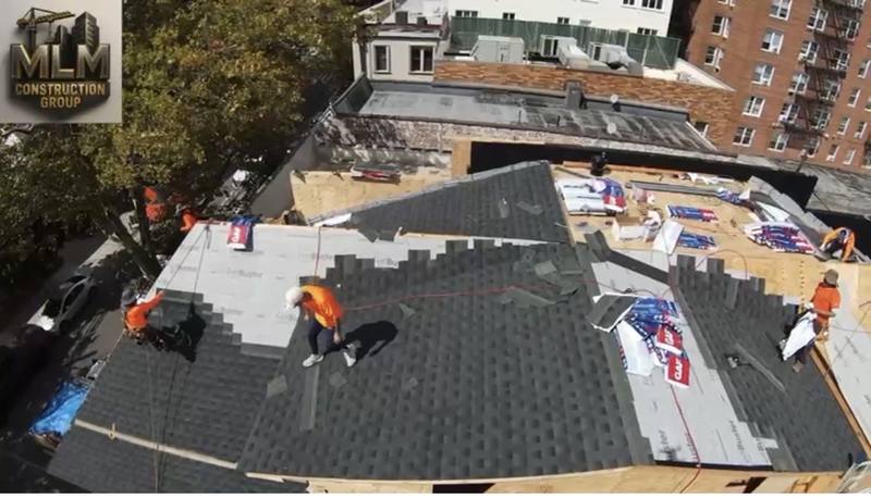 New shingle roof aerial view Brooklyn NY